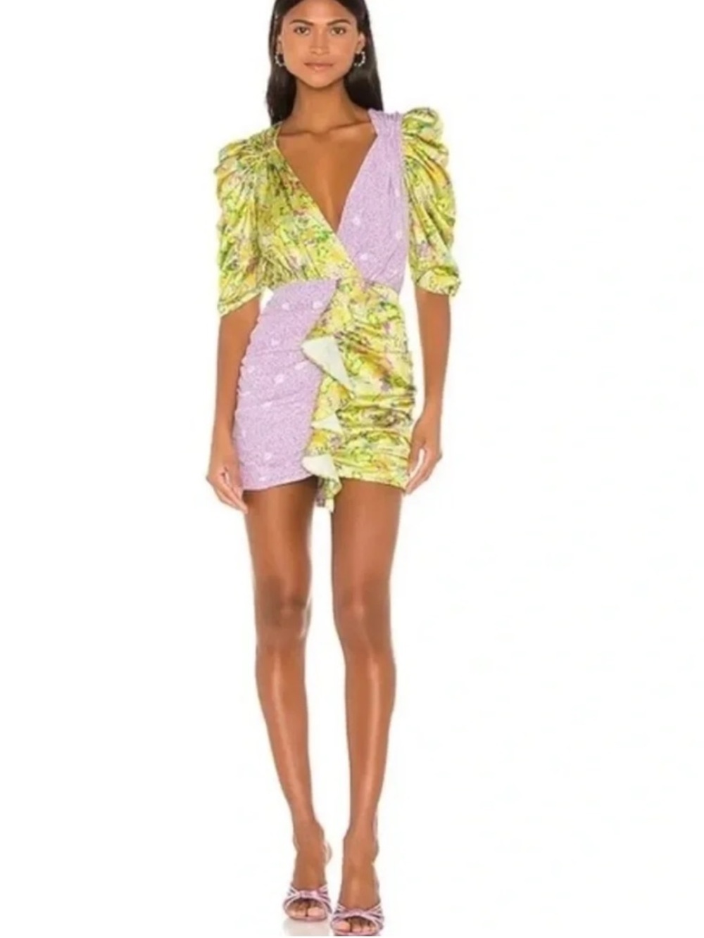 For love and lemons Dubois mixed print mini dress